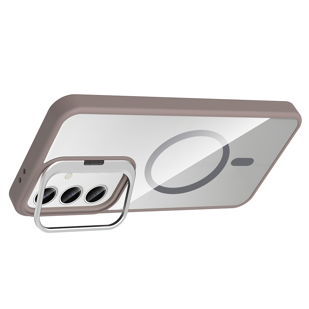 Samsung Galaxy S24 FE Uyumlu Kılıf Standlı ve Kamera Lens Hediyeli M-Safe Şarj Özellikli Zore Etro Kapak - 12