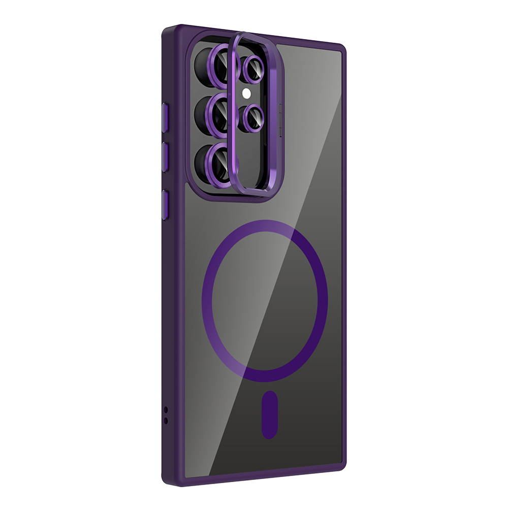 Samsung Galaxy S24 Ultra Uyumlu Kılıf Standlı ve Kamera Lens Hediyeli M-Safe Şarj Özellikli Zore Etro Kapak - 3