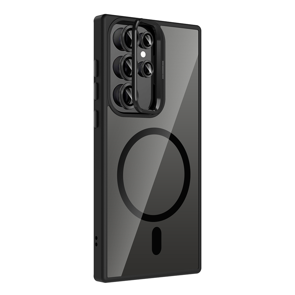 Samsung Galaxy S24 Ultra Uyumlu Kılıf Standlı ve Kamera Lens Hediyeli M-Safe Şarj Özellikli Zore Etro Kapak - 5