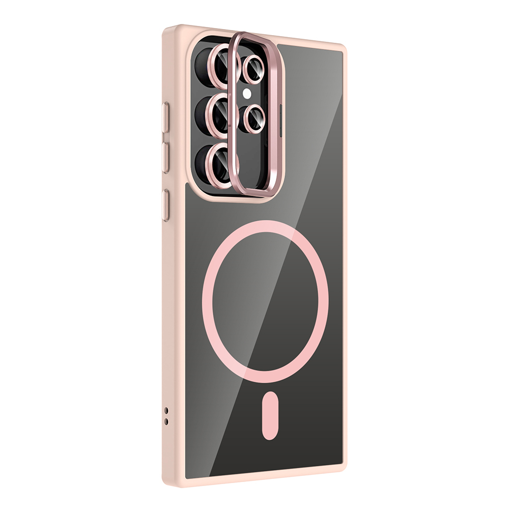 Samsung Galaxy S24 Ultra Uyumlu Kılıf Standlı ve Kamera Lens Hediyeli M-Safe Şarj Özellikli Zore Etro Kapak - 9