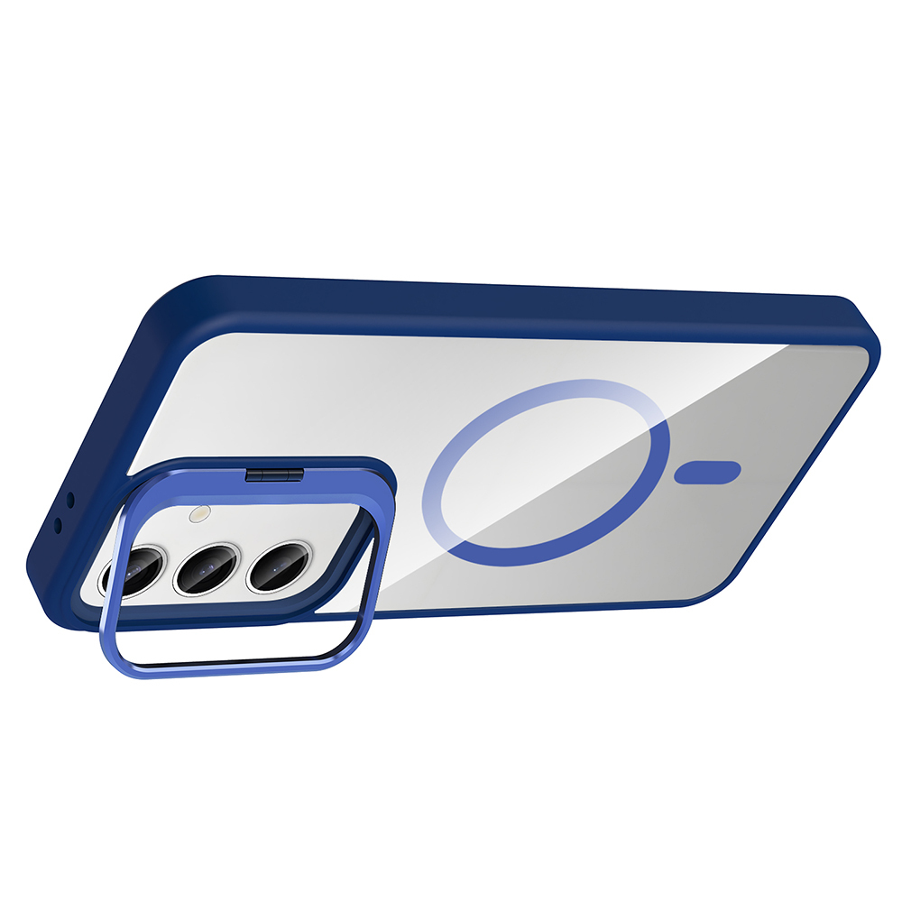 Samsung Galaxy S25 Uyumlu Kılıf Standlı ve Kamera Lens Hediyeli M-Safe Şarj Özellikli Zore Etro Kapak - 4