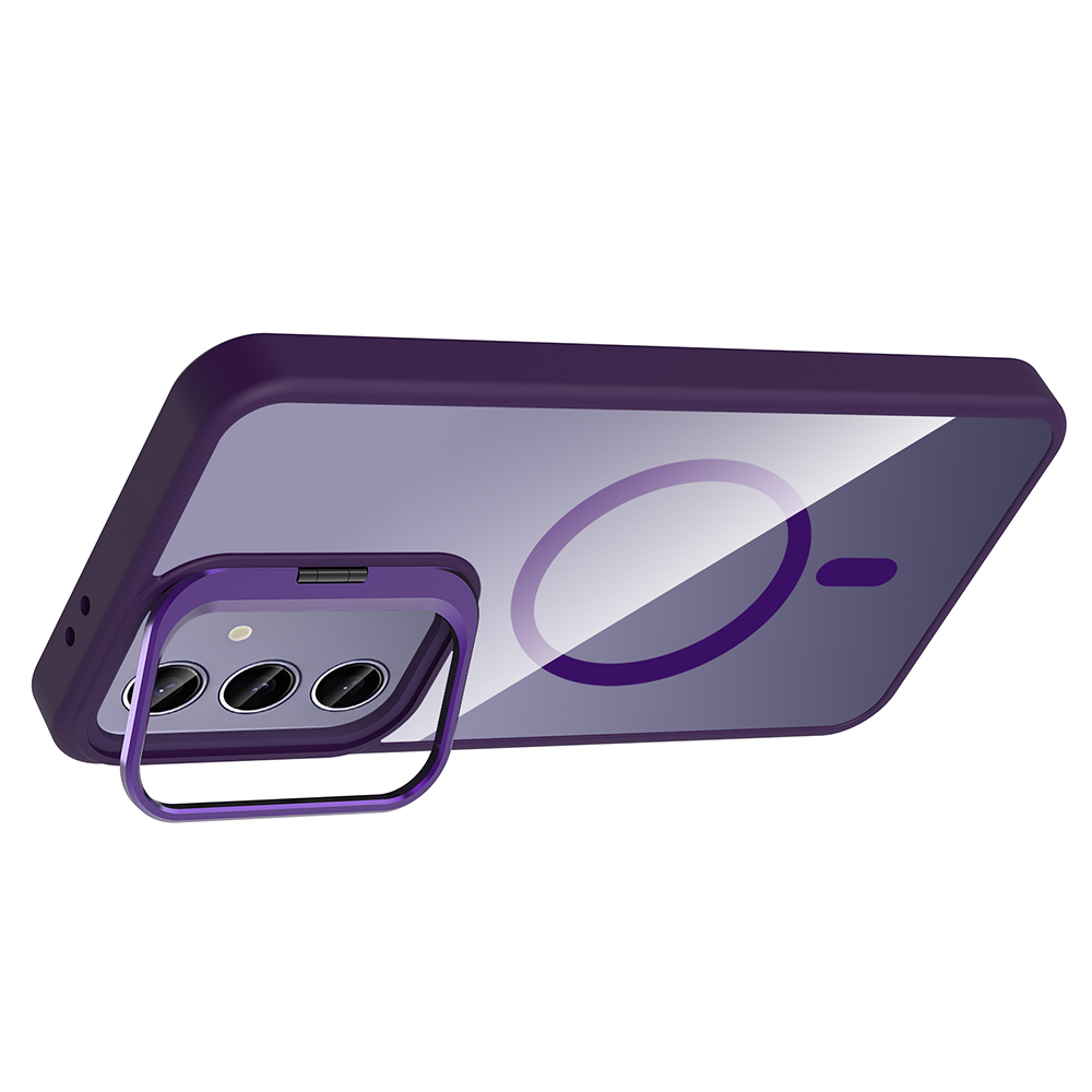 Samsung Galaxy S25 Plus Uyumlu Kılıf Standlı ve Kamera Lens Hediyeli M-Safe Şarj Özellikli Zore Etro Kapak - 2