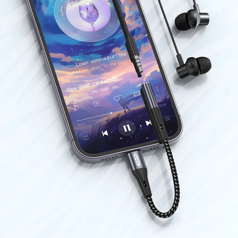 Go Des GD-UC166 Lightning to 3.5mm Aux Çevirici Örgülü Ses Adaptörü - 1