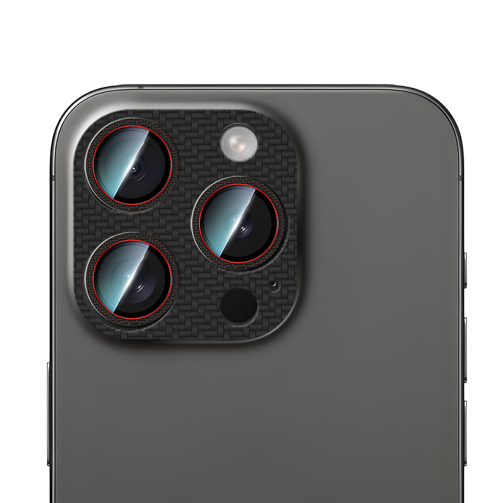 Apple iPhone 16 Pro Uyumlu CaseWorld Karbon Fiber Serisi Anti Reflective Ultra Clear Full Kamera Lens Koruyucu - 1