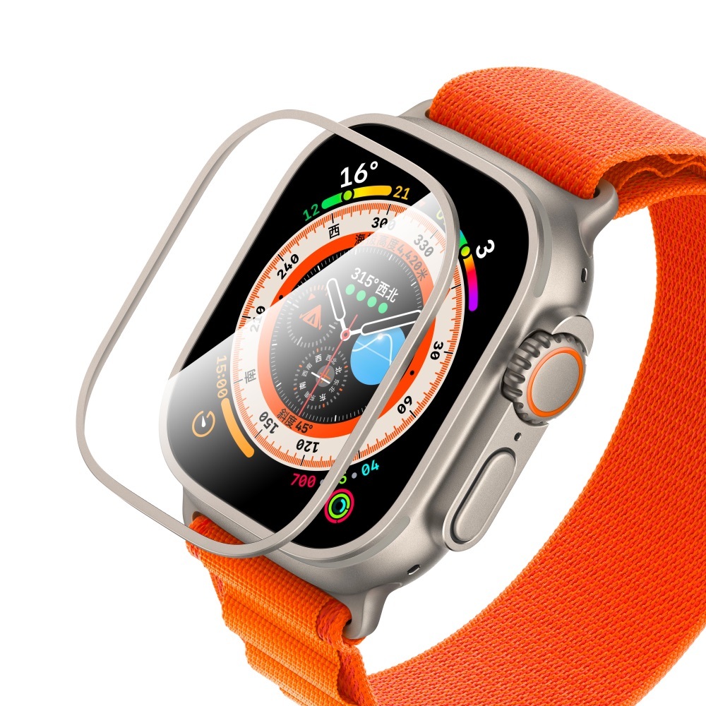 Apple Watch Ultra 49mm Uyumlu CaseWorld Alloy Serisi Safir Akıllı Saat Temperli Cam Ekran Koruyucu - 3