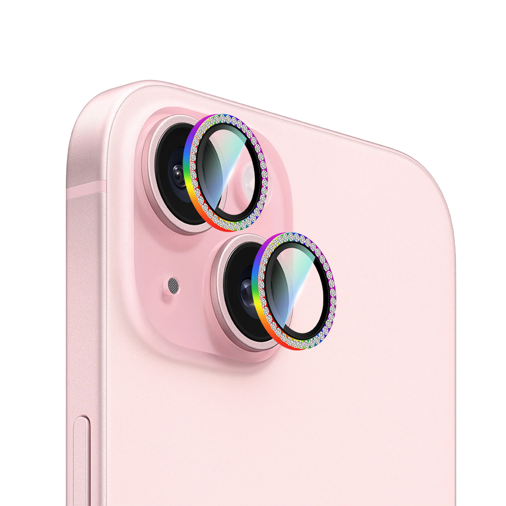 Apple iPhone 15 Plus Uyumlu CaseWorld Alloy Sparkling Diamond Serisi Taşlı Lens Koruyucu - 3
