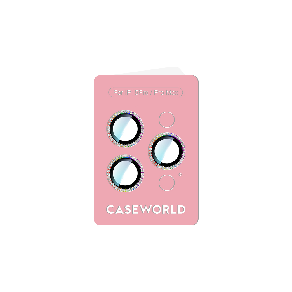 Apple iPhone 15 Pro Uyumlu CaseWorld Alloy Sparkling Diamond Serisi Taşlı Lens Koruyucu - 9