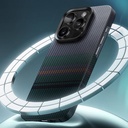 Apple iPhone 15 Pro Max Uyumlu Kılıf Magsafe Şarj Özellikli Karbon Fiber Tasarımlı Benks Aurora ArmorAir Kevlar Kapak - 4