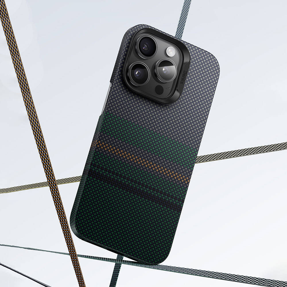 Apple iPhone 15 Pro Max Uyumlu Kılıf Magsafe Şarj Özellikli Karbon Fiber Tasarımlı Benks Aurora ArmorAir Kevlar Kapak - 9