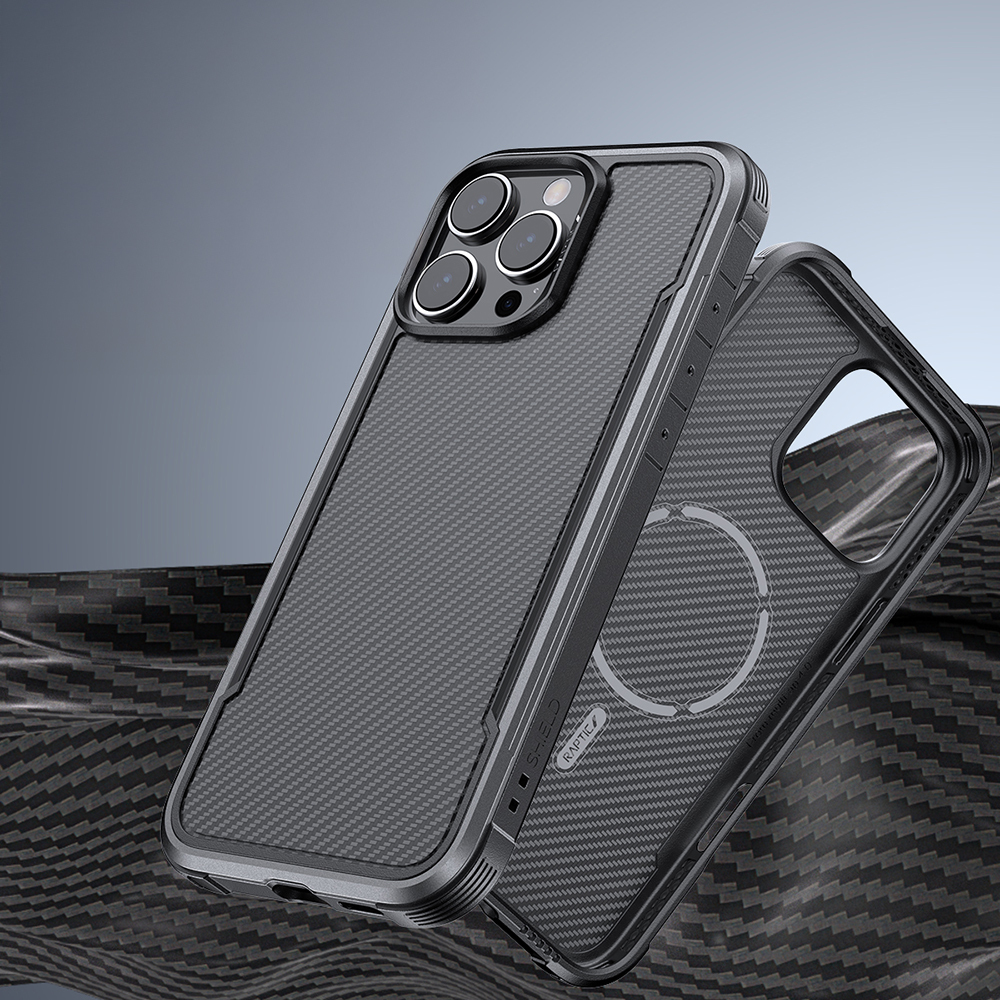 Apple iPhone 16 Pro Max Uyumlu Kılıf M-safe Şarj Özellikli Airbagli Raptic Apex Serisi Karbon Fiber Tasarımlı Kapak - 7