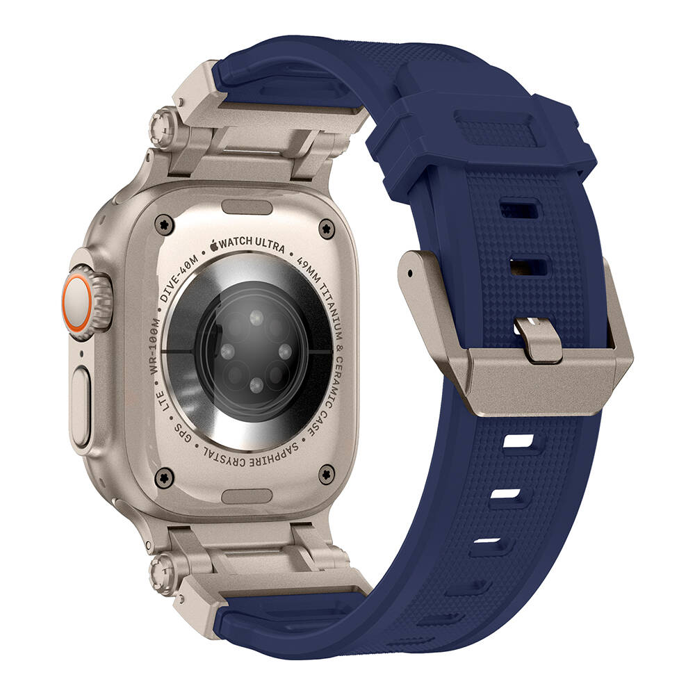 Apple Watch Ultra 49mm Uyumlu KRD-101 Titanyum Metal Başlıklı Silikon Kordon - 23