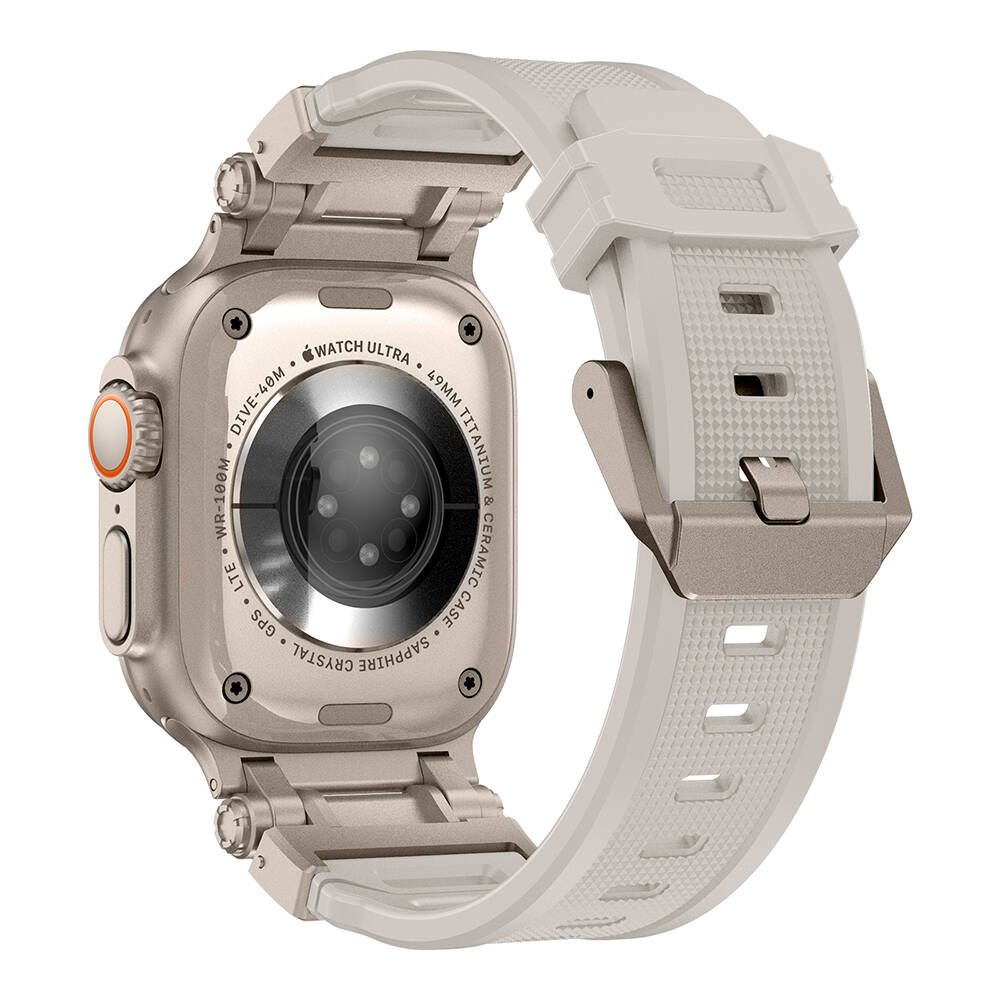 Apple Watch Ultra 49mm Uyumlu KRD-101 Titanyum Metal Başlıklı Silikon Kordon - 24