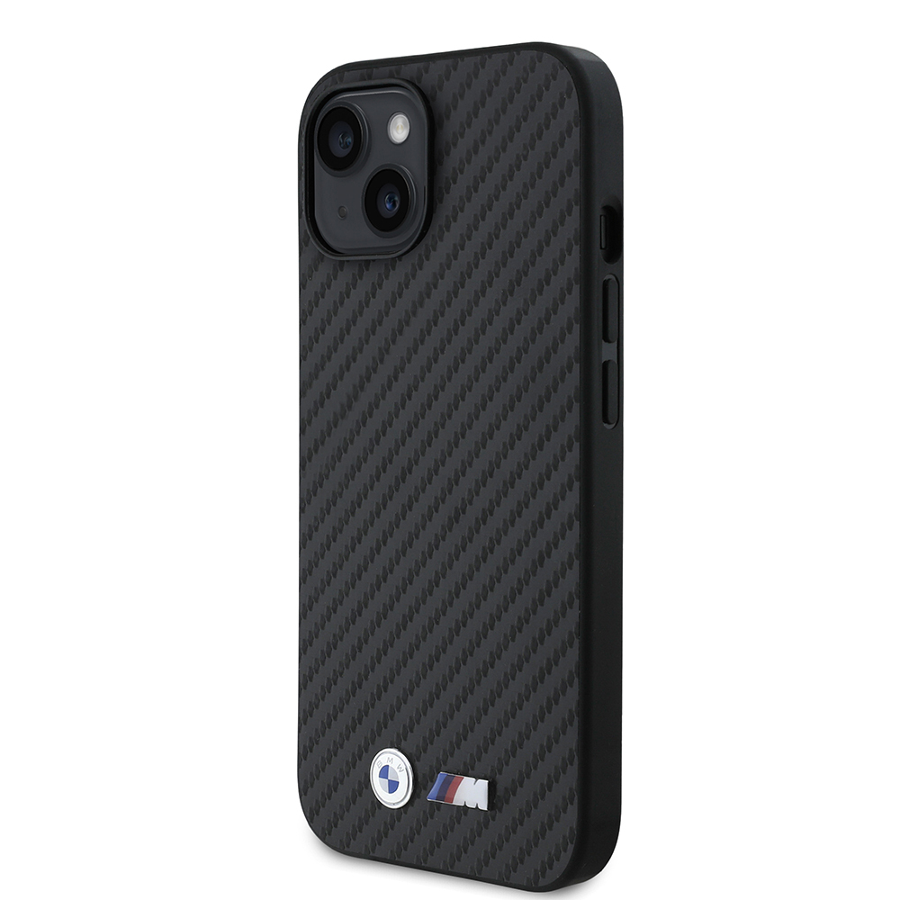 Apple iPhone 14 Uyumlu Kılıf BMW Orjinal Lisanslı Karbon Fiber Tasarımlı ve Metal Logolu PU Deri Kapak - 1