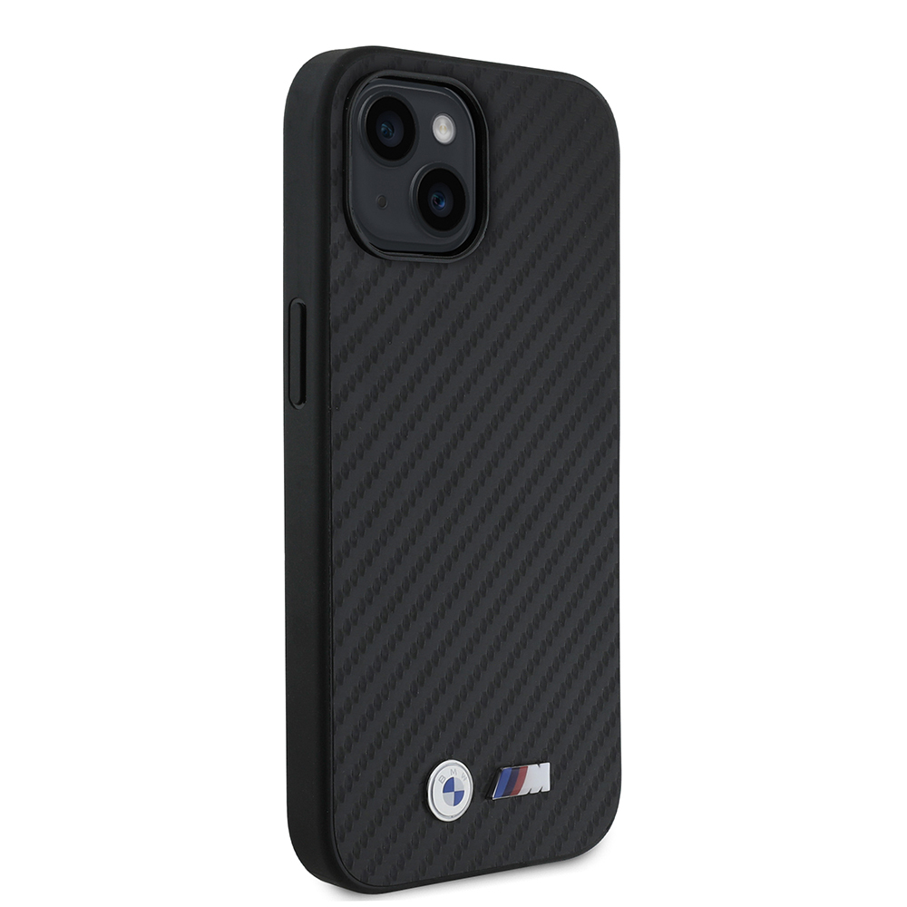 Apple iPhone 14 Uyumlu Kılıf BMW Orjinal Lisanslı Karbon Fiber Tasarımlı ve Metal Logolu PU Deri Kapak - 3