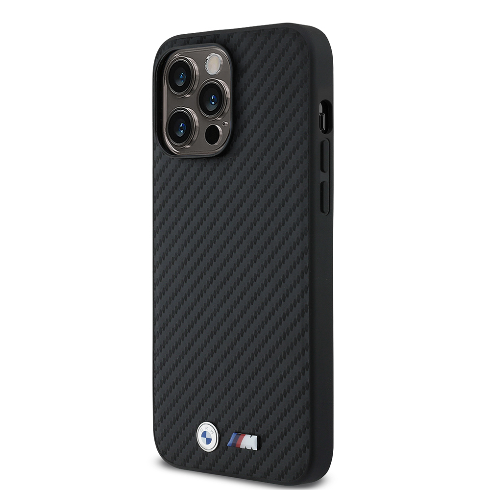 Apple iPhone 14 Pro Max Uyumlu Kılıf BMW Orjinal Lisanslı Karbon Fiber Tasarımlı ve Metal Logolu PU Deri Kapak - 1