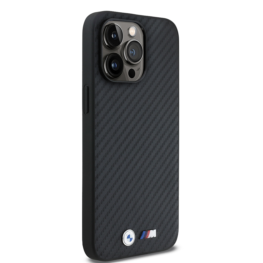 Apple iPhone 15 Pro Max Uyumlu Kılıf BMW Orjinal Lisanslı Karbon Fiber Tasarımlı ve Metal Logolu PU Deri Kapak - 3