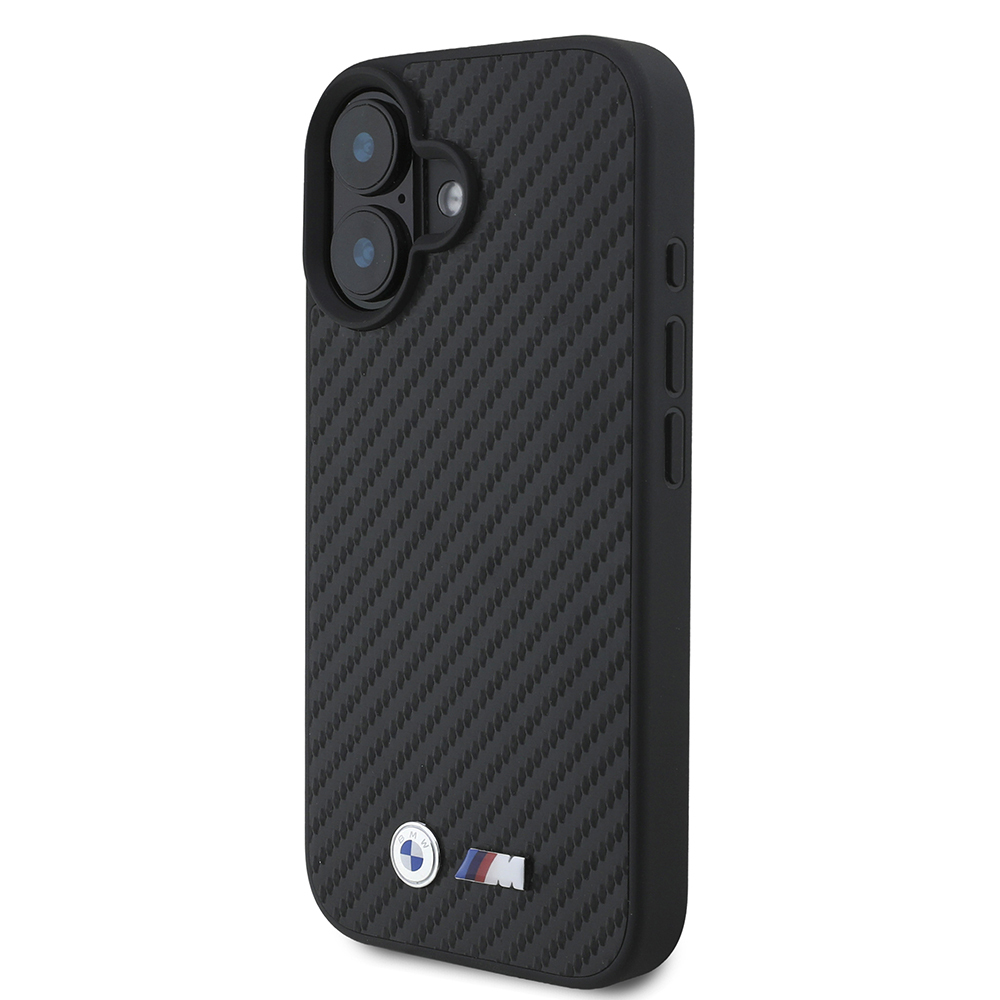 Apple iPhone 16 Uyumlu Kılıf BMW Orjinal Lisanslı Karbon Fiber Tasarımlı ve Metal Logolu PU Deri Kapak - 1
