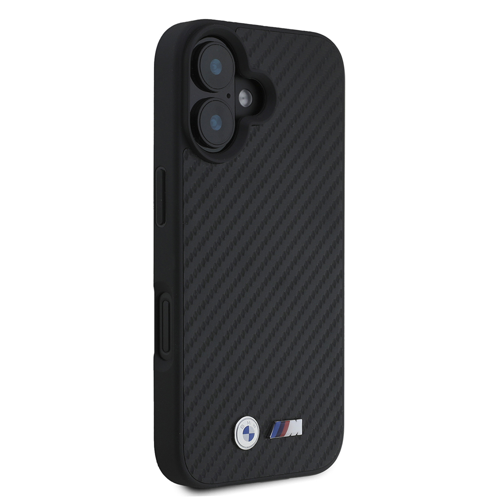 Apple iPhone 16 Uyumlu Kılıf BMW Orjinal Lisanslı Karbon Fiber Tasarımlı ve Metal Logolu PU Deri Kapak - 3