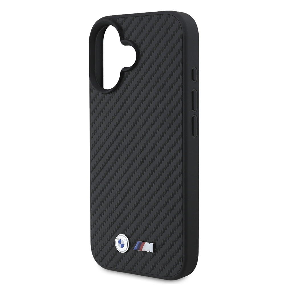 Apple iPhone 16 Uyumlu Kılıf BMW Orjinal Lisanslı Karbon Fiber Tasarımlı ve Metal Logolu PU Deri Kapak - 5