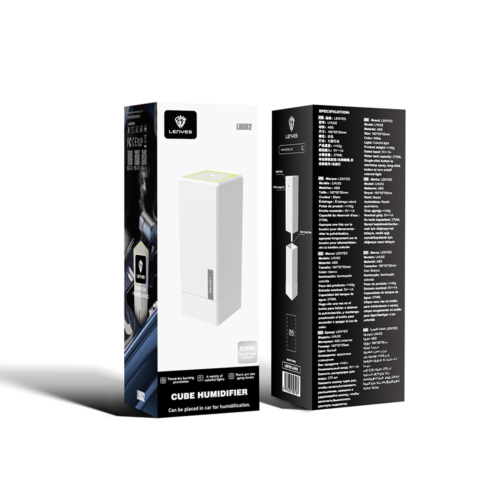 Lenyes LHU02 Küp Tipi RGB Atmosfer Işıklı Nano Sprey Sessiz Hava Nemlendirici - 9