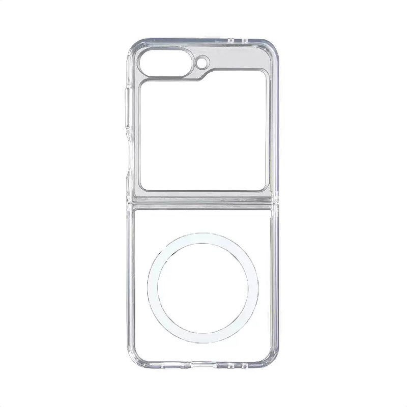 Samsung Galaxy Z Flip Uyumlu 7 Kılıf M-safe Şarj Özellikli Şeffaf Sert PC Zore Embos Kapak - 2