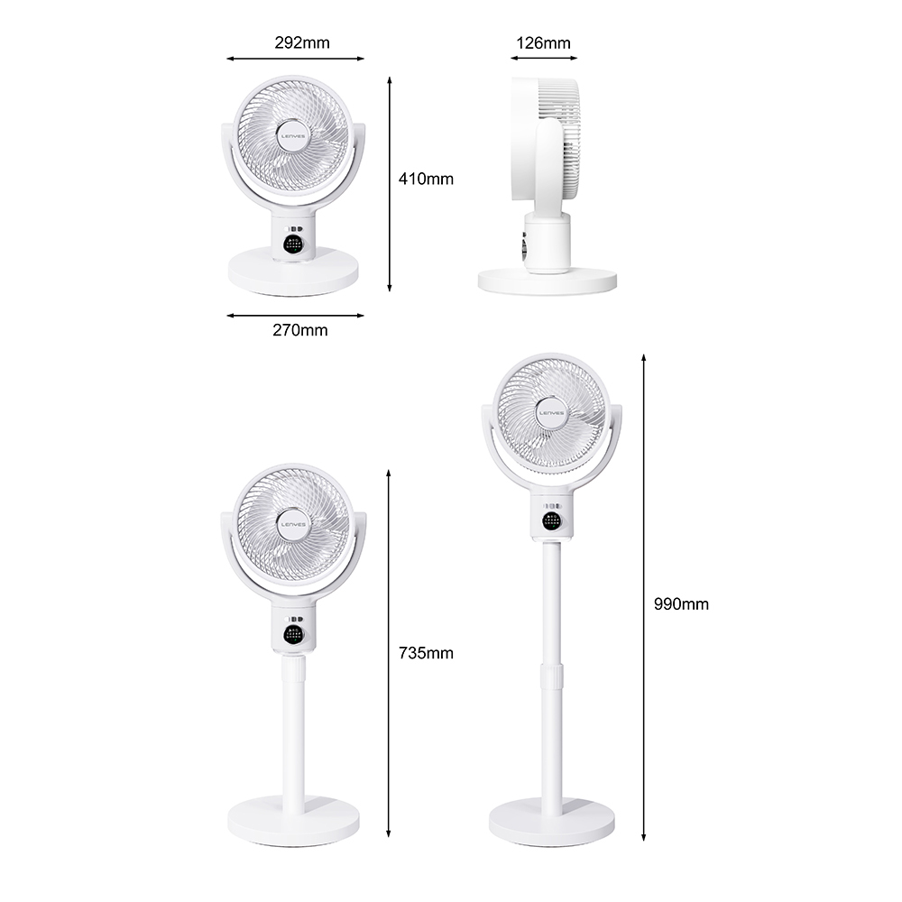 Lenyes LHF10 Dijital LED Göstergeli 5 Kademeli Uzaktan Kumandalı Uzayabilen Gövdeli 10 inç Fan - 8