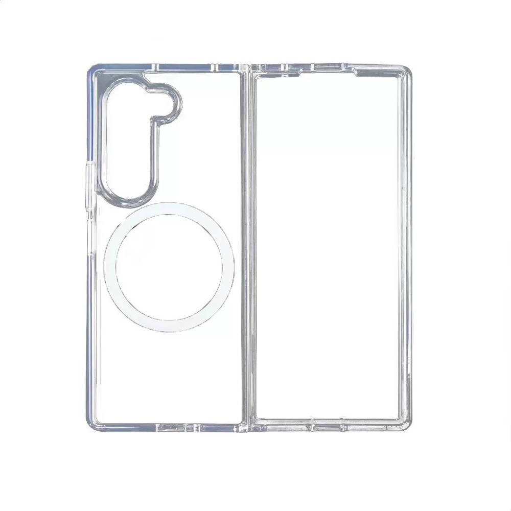 Galaxy Z Fold 7 Kılıf M-safe Şarj Özellikli Şeffaf Sert PC Zore Embos Kapak - 1