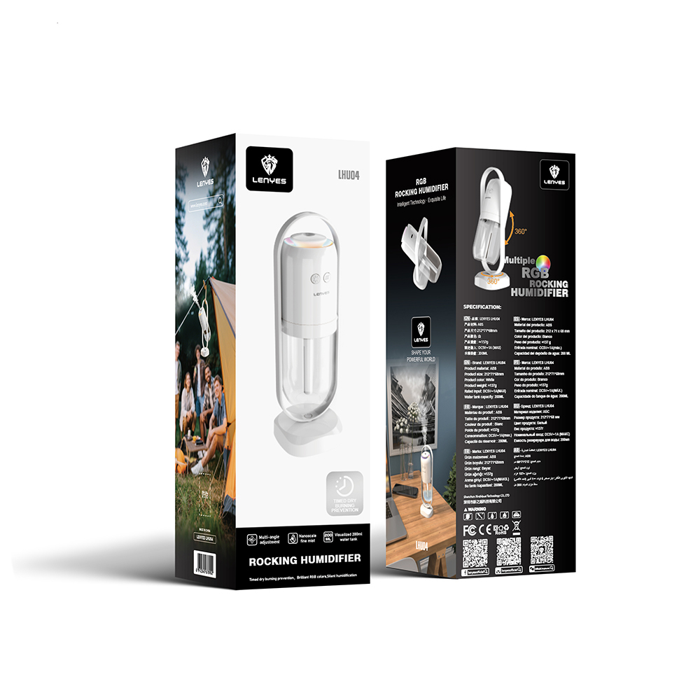 Lenyes LHU04 Kum Saati Tipi 360 Derece Dönebilen RGB Atmosfer Işıklı Sessiz Hava Nemlendirici - 7