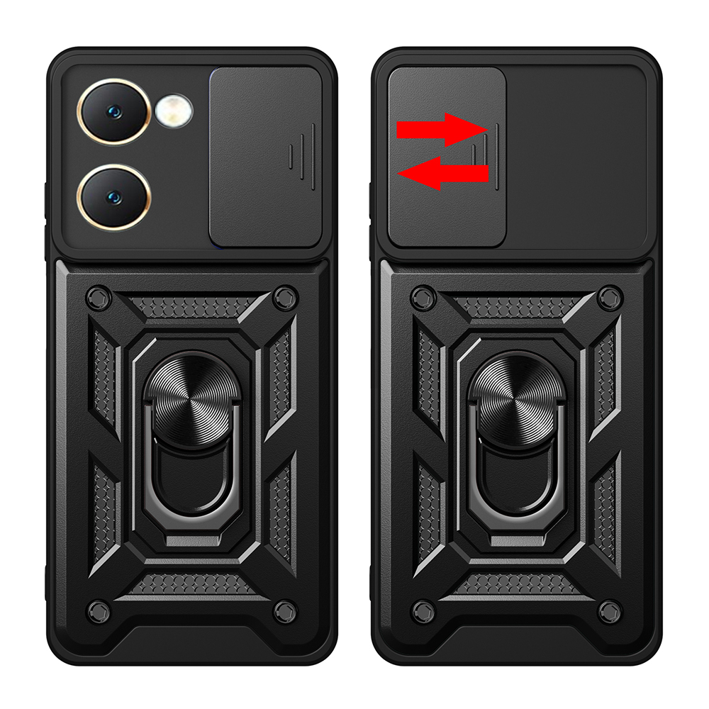 Vivo Y18 Kılıf Magnetik Standlı Kamera Korumalı Zore Sürgülü Vega Kapak - 1