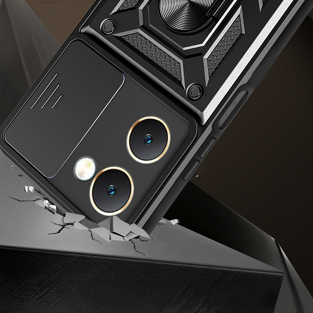 Vivo Y18 Kılıf Magnetik Standlı Kamera Korumalı Zore Sürgülü Vega Kapak - 3