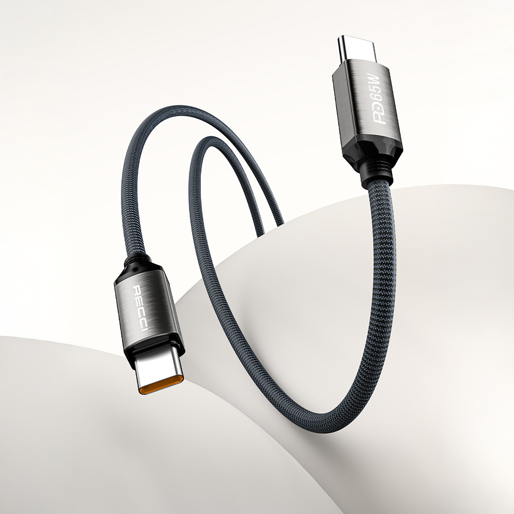 Recci RS35CC Type-C to Type-C PD 65W Örgü Tasarımlı Hızlı Şarj Özellikli Data ve Şarj Kablosu 1M - 2