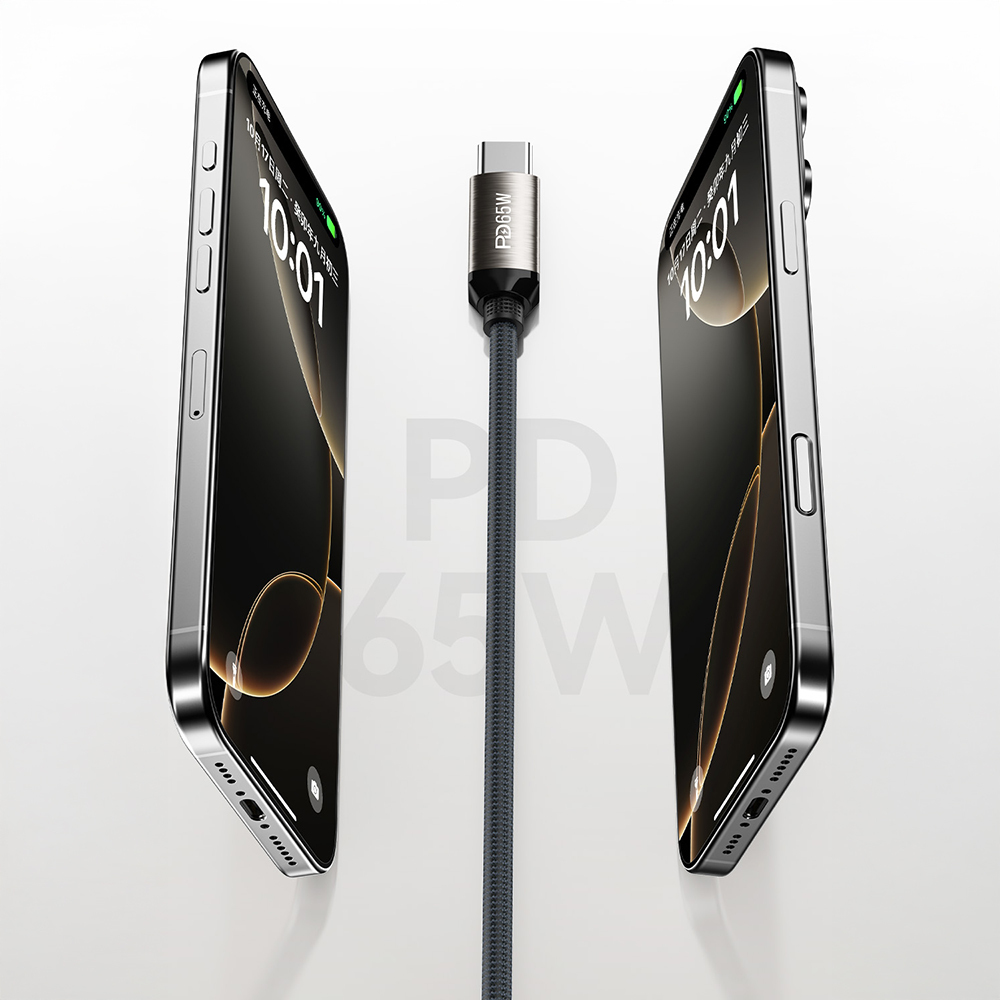 Recci RS35CC Type-C to Type-C PD 65W Örgü Tasarımlı Hızlı Şarj Özellikli Data ve Şarj Kablosu 1M - 3