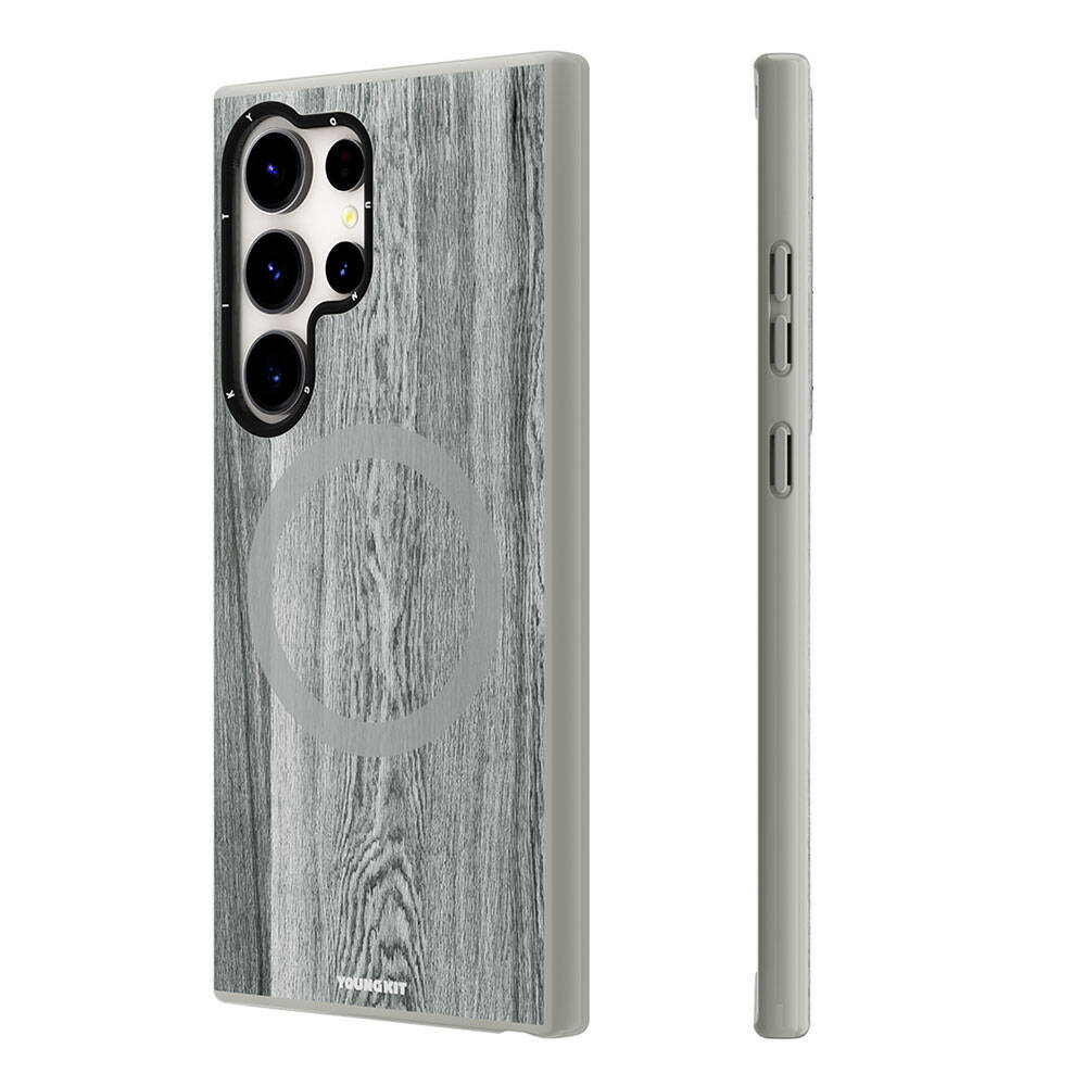 Samsung Galaxy S24 Ultra Uyumlu Kılıf Magsafe Şarj Özellikli Sararmaya Dayanıklı Youngkit Wood Forest Serisi Kapak - 1