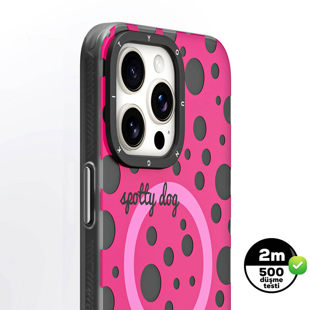 Apple iPhone 15 Pro Max Uyumlu Kılıf Magsafe Şarj Özellikli Polka Dot Desenli Youngkit Spots Serisi Kapak - 5