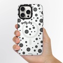 Apple iPhone 15 Pro Max Uyumlu Kılıf Magsafe Şarj Özellikli Polka Dot Desenli Youngkit Spots Serisi Kapak - 7