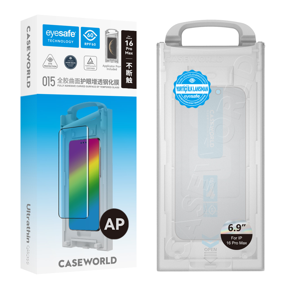 Apple iPhone 16 Pro Max Uyumlu CaseWorld Armor Serisi 0.15mm Eyesafe Teknolojili Cam Ekran Koruyucu - 5