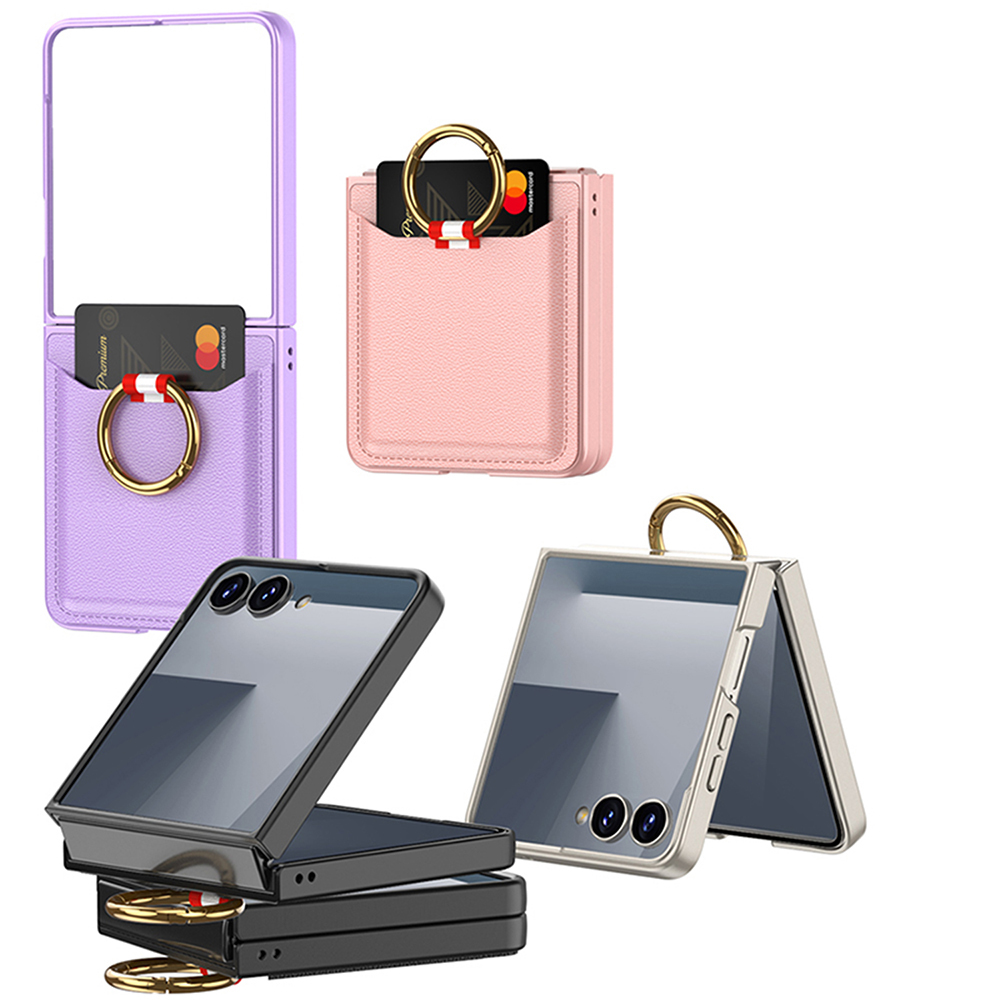 Samsung Galaxy Z Flip Uyumlu 7 Zore Kıpta Yüzüklü Kartlıklı Kapak - 1