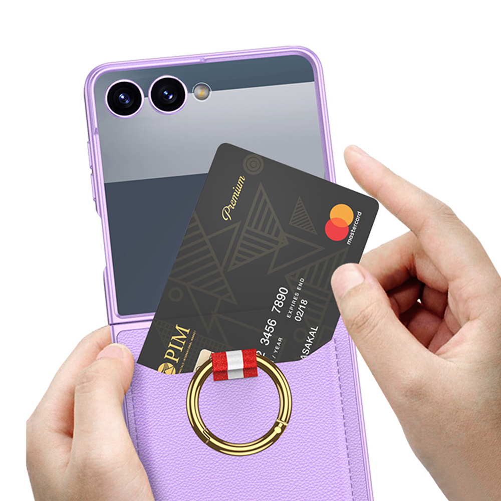 Samsung Galaxy Z Flip Uyumlu 7 Zore Kıpta Yüzüklü Kartlıklı Kapak - 3