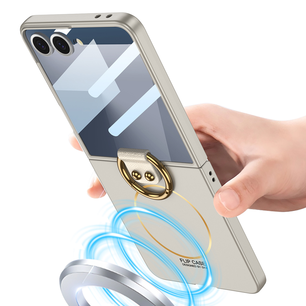 Samsung Galaxy Z Flip Uyumlu 7 Kılıf M-safe Şarj Özellikli Zore Kıpta Yüzüklü Flip Sert Kapak - 1