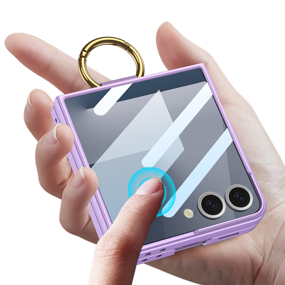 Samsung Galaxy Z Flip Uyumlu 7 Kılıf M-safe Şarj Özellikli Zore Kıpta Yüzüklü Flip Sert Kapak - 5