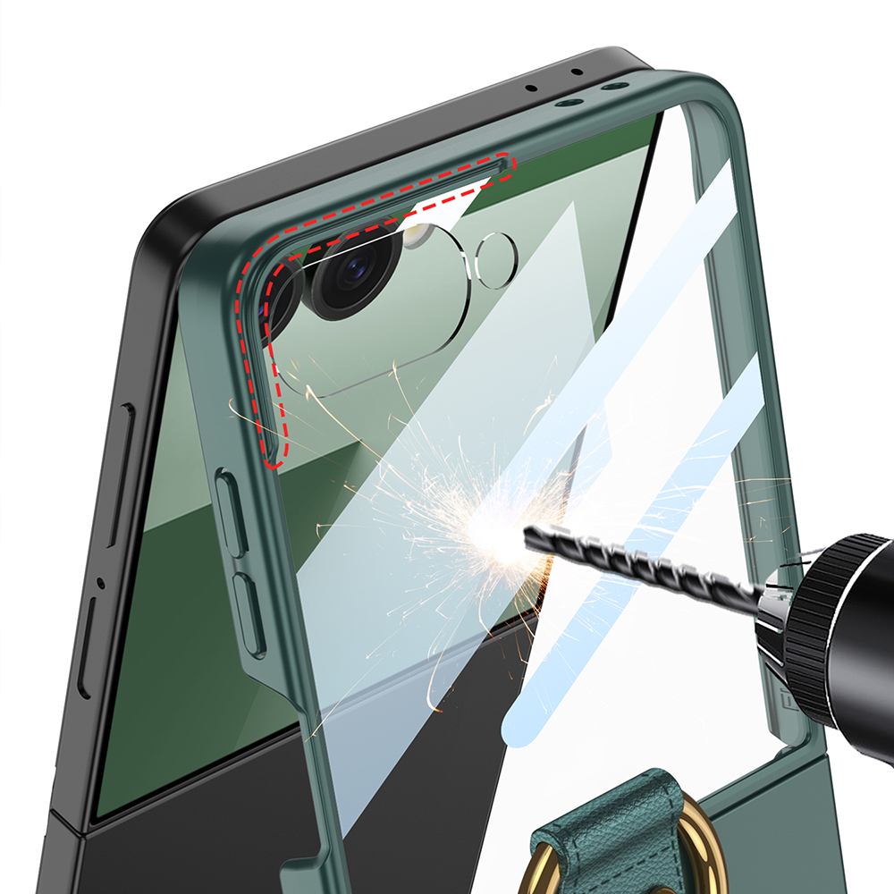 Samsung Galaxy Z Flip Uyumlu 7 Kılıf M-safe Şarj Özellikli Zore Kıpta Yüzüklü Flip Sert Kapak - 6