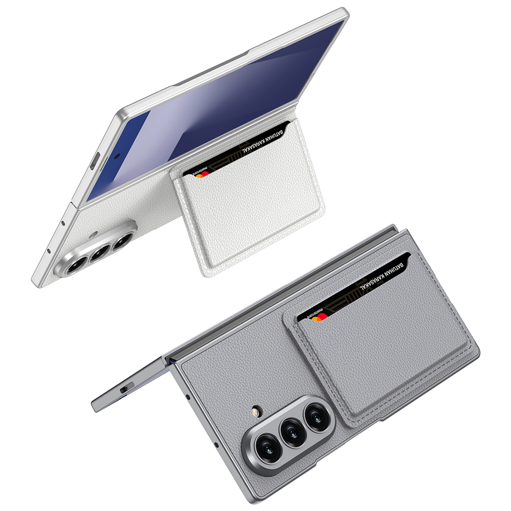 Galaxy Z Fold 7 Suni Deri Arka Yüzey Zore Kartlıklı Kıpta Silikon Kapak - 2