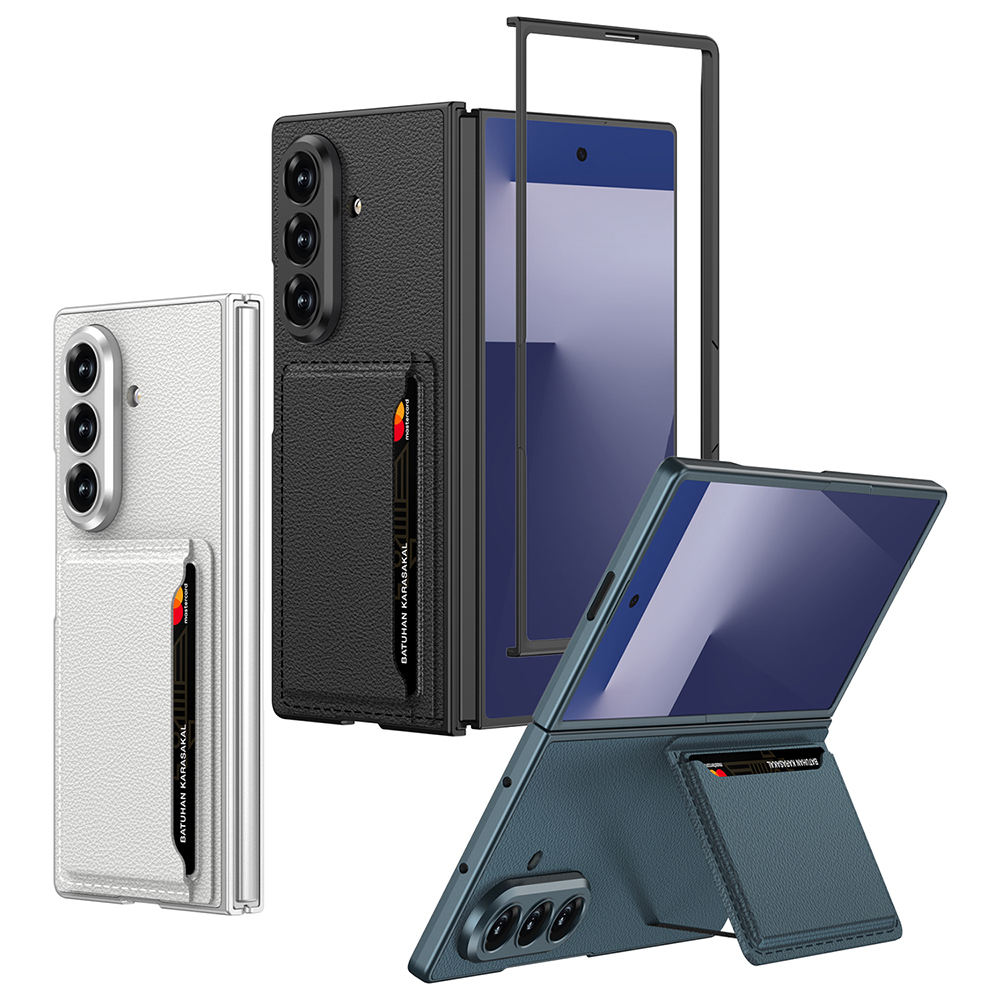 Galaxy Z Fold 7 Suni Deri Arka Yüzey Zore Kartlıklı Kıpta Silikon Kapak - 5