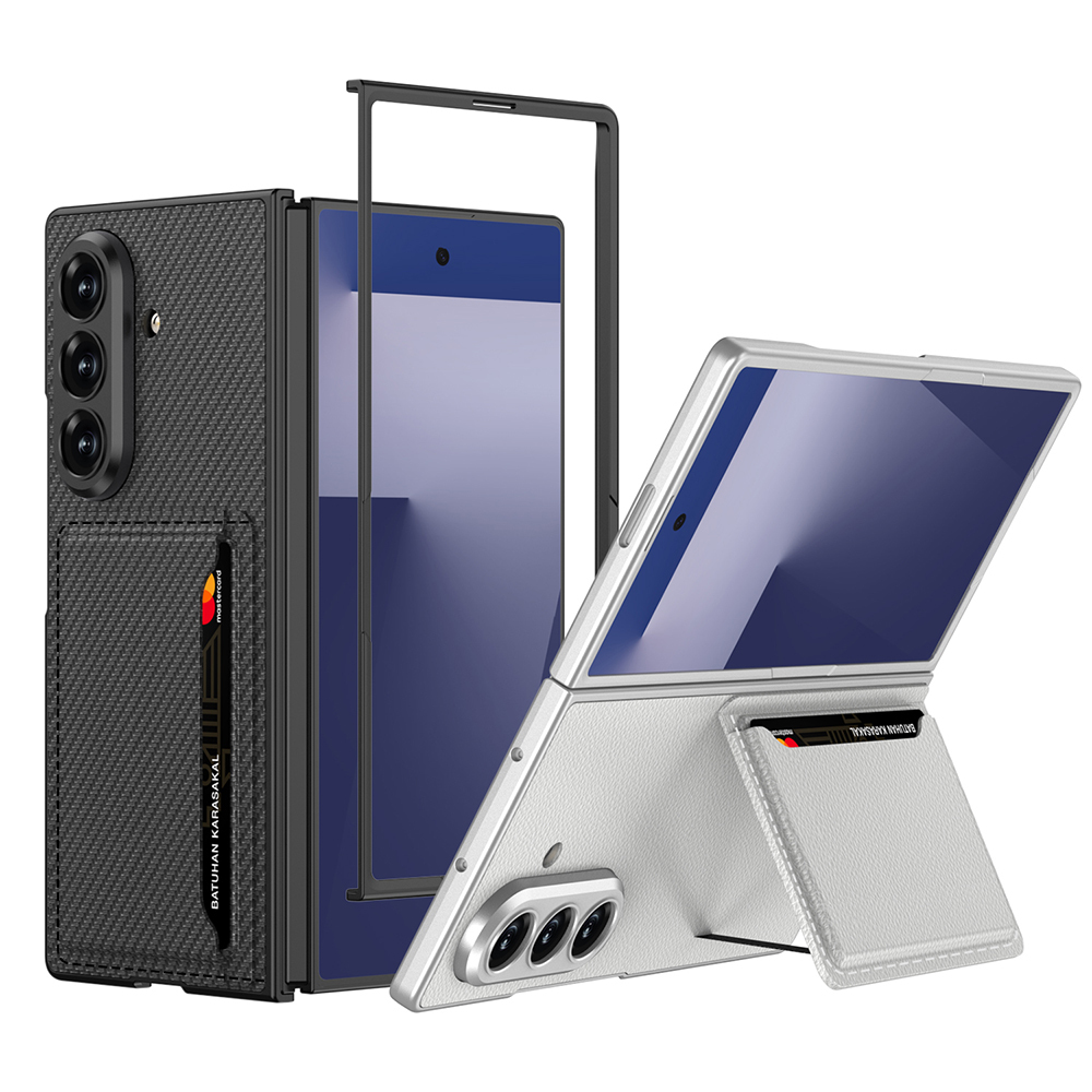 Galaxy Z Fold 7 Suni Deri Arka Yüzey Zore Kartlıklı Kıpta Silikon Kapak - 6