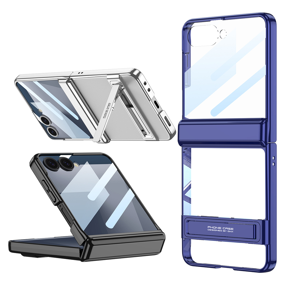 Samsung Galaxy Z Flip Uyumlu 7 Kılıf Kamera Korumalı Şeffaf Tasarımlı Zore Lego Standlı Kapak - 1