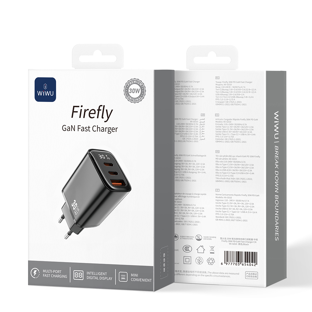 Wiwu Wi-G010 Firefly Serisi GaN Tech PD Hızlı Şarj Özellikli Şarj Başlığı 30W - 3
