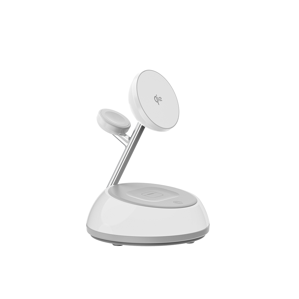 Wiwu Wi-W036 Qi2 3 in 1 Magnetik Hızlı Şarj Özellikli Ambiyans Işıklı Kablosuz Şarj Standı 15W - 2