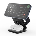 Wiwu Wi-W035 3 in 1 Magnetik Hızlı Şarj Özellikli Aramid Fiber Kablosuz Şarj Standı 15W - 2