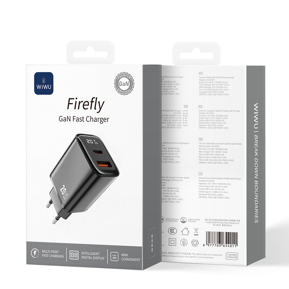 Wiwu Wi-G009 Firefly Serisi GaN Tech PD Hızlı Şarj Özellikli Şarj Başlığı 20W - 3