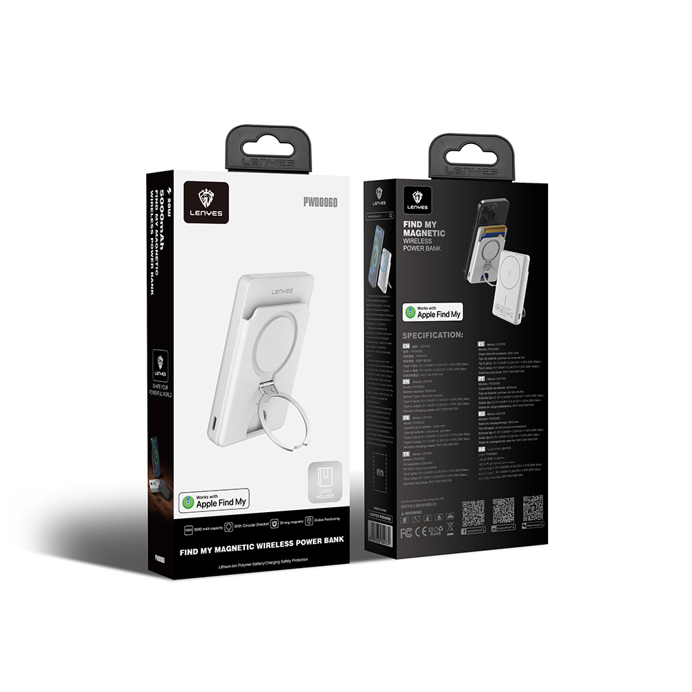Lenyes PW0006D PD 20W Hızlı Şarj Özellikli Kartlıklı Standlı Wireless Powerbank 15W 5000mAh - 8